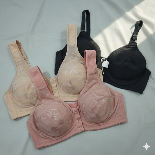 🎀 11.11 SUPER COMBO – 2× Front Open Button Bras + 1× Special Cotton Bra 💝
